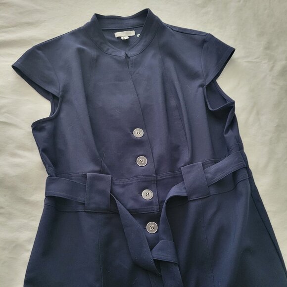 Belted New York & Company Navy Button Down - Picture 6 of 10